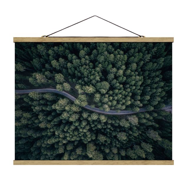 Foto su tessuto da parete con bastone - Veduta aerea - Forest Road From The Top - Orizzontale 3:4