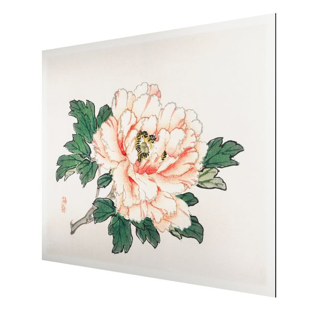 Stampa su alluminio spazzolato - Asian Vintage Disegno rosa crisantemo - Orizzontale 3:4
