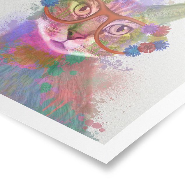 Poster - Arcobaleno Splash Cat - Quadrato 1:1