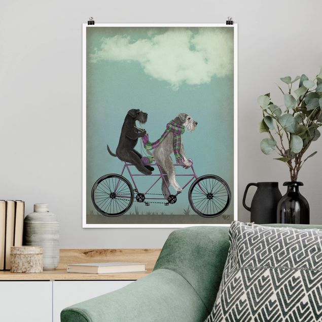 quadri con animali Ciclismo - Schnauzer in tandem