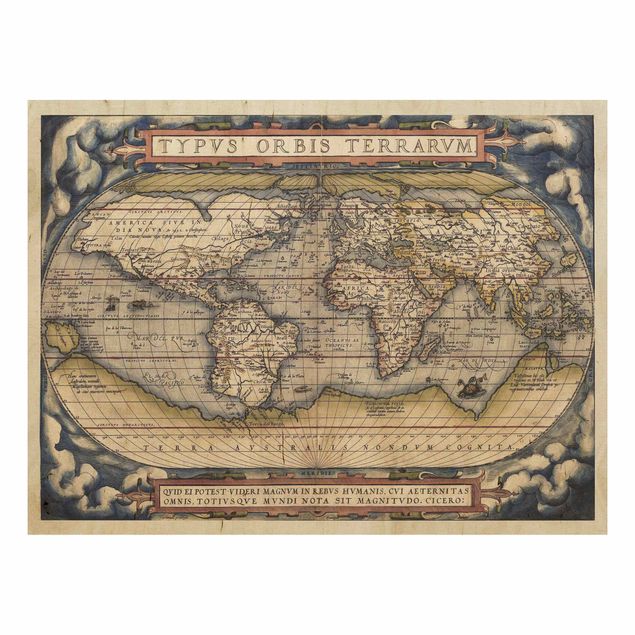 Stampa su legno - Historic tipo World Map Orbis Terrarum - Orizzontale 3:4