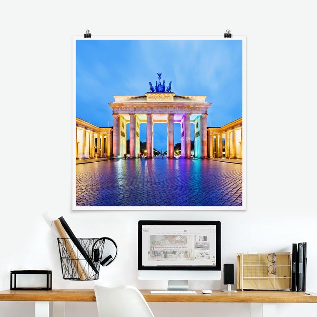Poster - Illuminato Porta di Brandeburgo - Quadrato 1:1