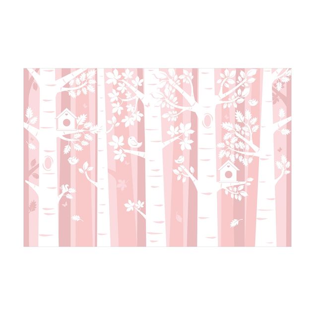 Tappeto rosa cameretta Alberi nella foresta rosa