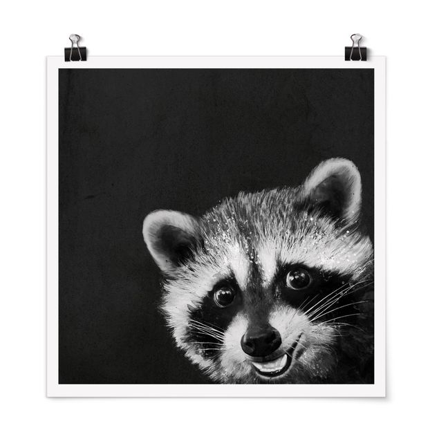 Poster - Illustrazione Raccoon Monochrome Pittura - Quadrato 1:1