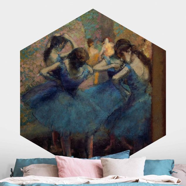 Carta da parati esagonale Edgar Degas - Ballerine blu