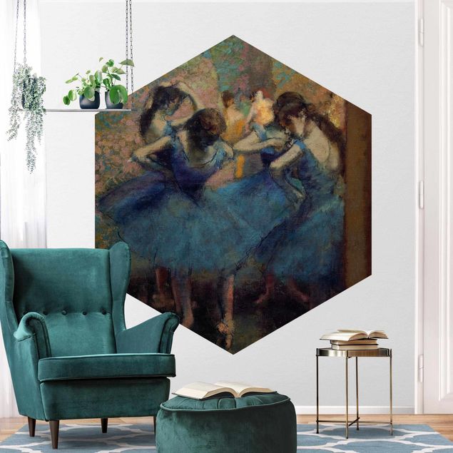 Carta da parati esagonale adesiva con disegni - Edgar Degas - Ballerine in blu