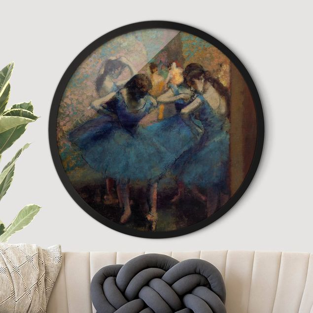 Poster con cornice rotonda Edgar Degas - Ballerine blu