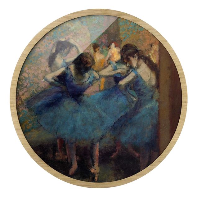 Quadro rotondo incorniciato - Edgar Degas - Ballerine in blu