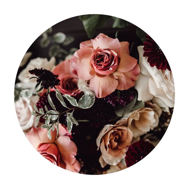Tappeto in vinile rotondo - Elegante bouquet di fiori