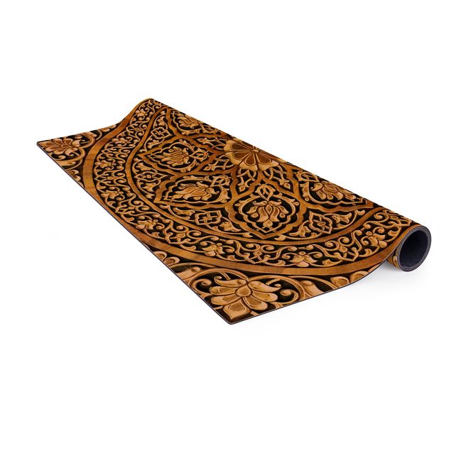 Tappetino di sughero - Elegante mandala con effetto legno - Quadrato 1:1