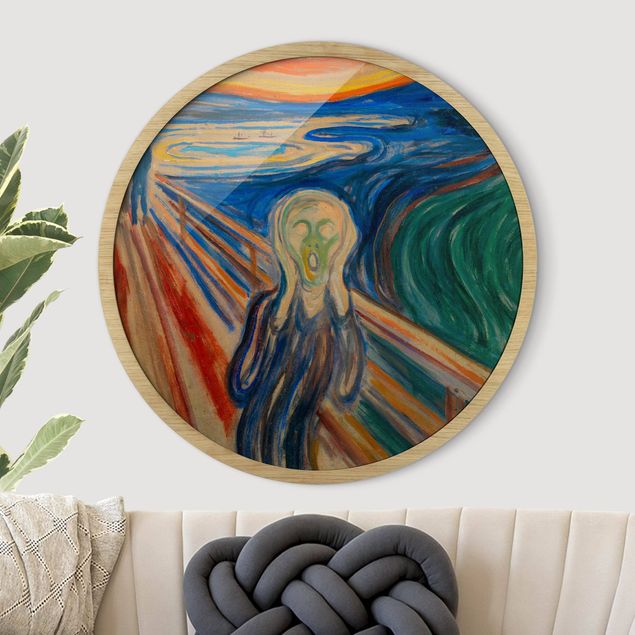 Poster con cornice rotonda Edvard Munch - L'urlo