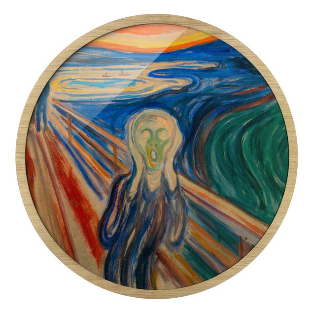 Quadro rotondo incorniciato - Edvard Munch - L'urlo