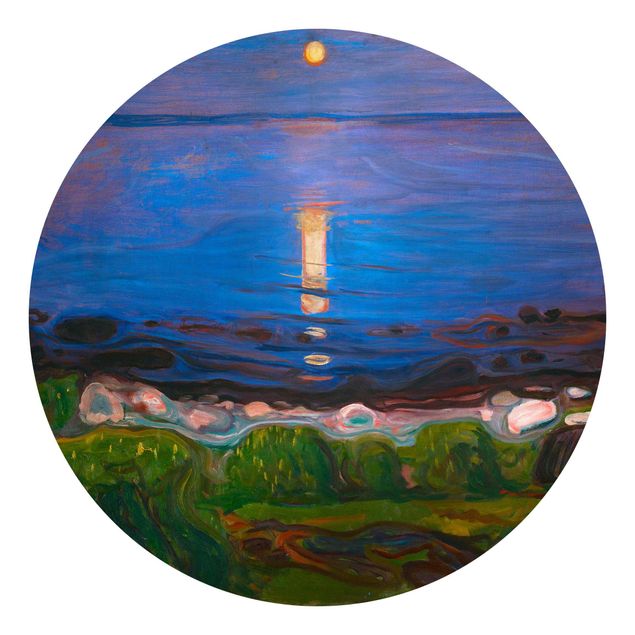 Carta da parati rotonda autoadesiva - Edvard Munch - Notte d'estate sulla spiaggia del mare