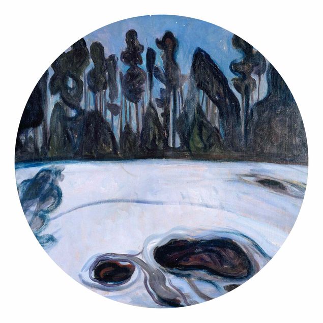 Carta da parati rotonda autoadesiva - Edvard Munch - Notte stellata