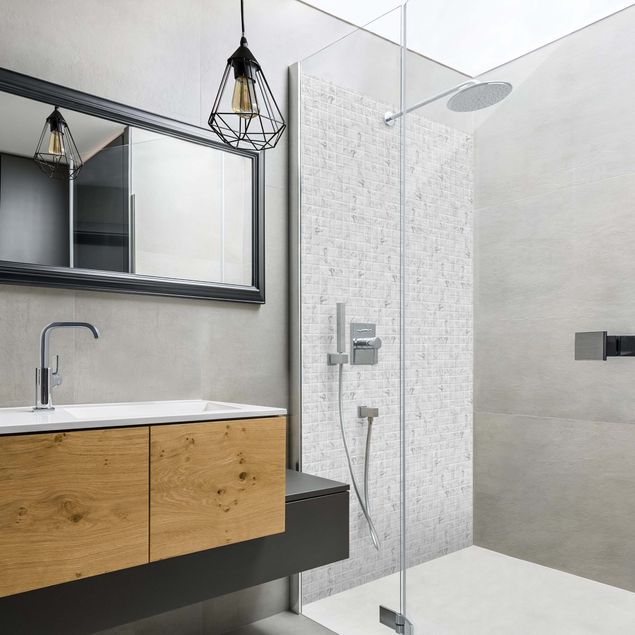 Rivestimenti per doccia alluminio dibond Piastrelle mosaico effetto marmo bianco di Carrara