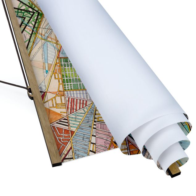 Quadro su tessuto con stecche per poster - Mappa Moderno Boston - Quadrato 1:1