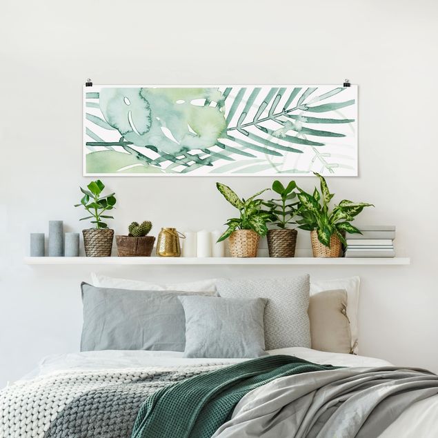 Poster - Palm Fronde in acquerello I - Panorama formato orizzontale