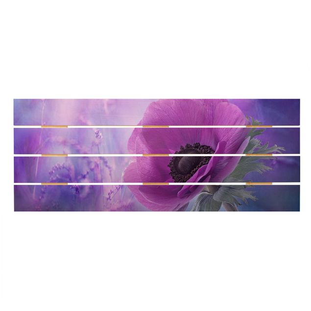 Stampa su legno - Anemoni Bloom In Viola - Orizzontale 2:5