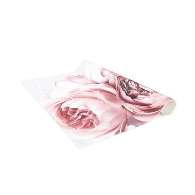 Tappeti floreali Fiori di peonia rosa chiaro shabby pastello