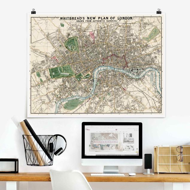 poster da parete vintage Mappa vintage Londra