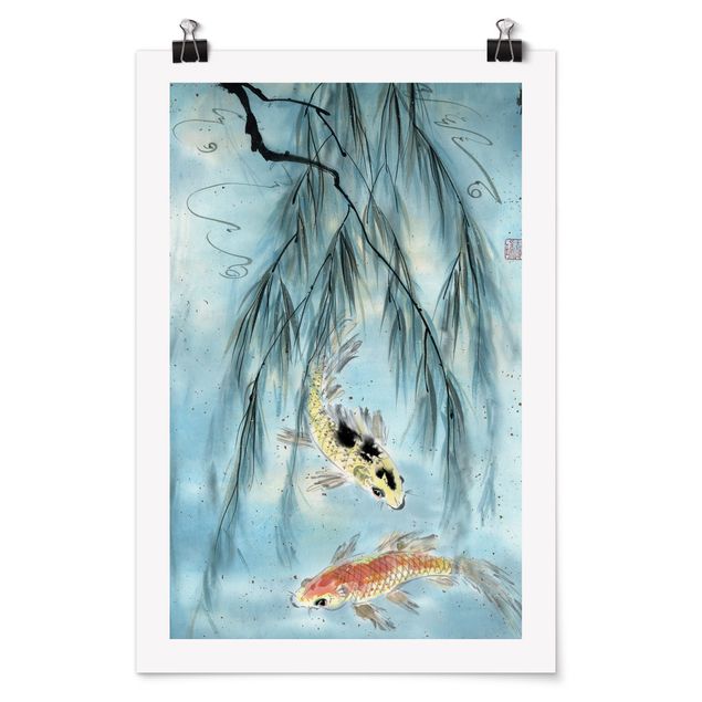 Poster - Giapponese disegno ad acquerello Goldfish II - Verticale 3:2