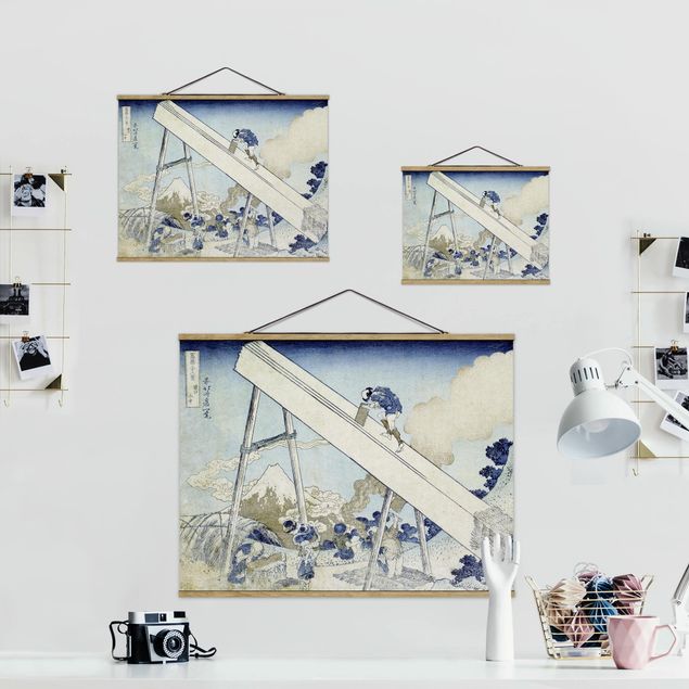 Foto su tessuto da parete con bastone - Katsushika Hokusai - Nelle Montagne Totomi - Orizzontale 3:4