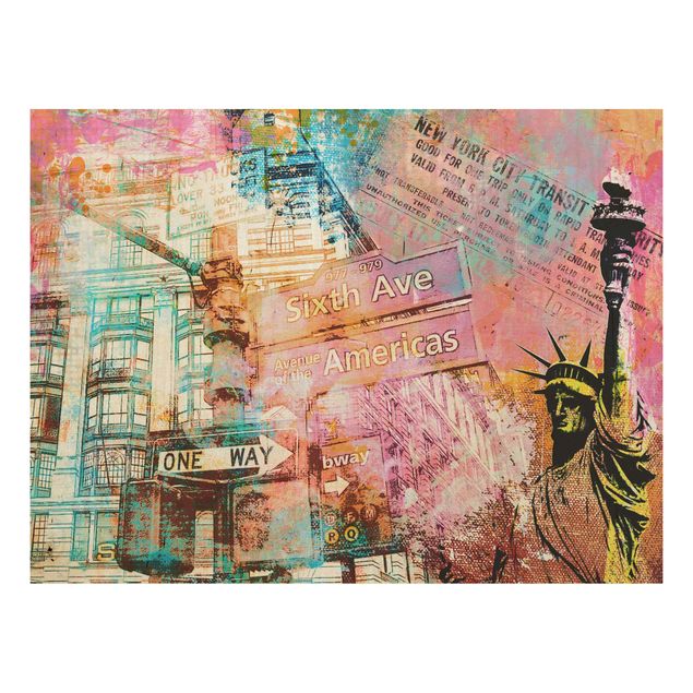 Stampa su legno - Sixth Avenue New York Collage - Orizzontale 3:4