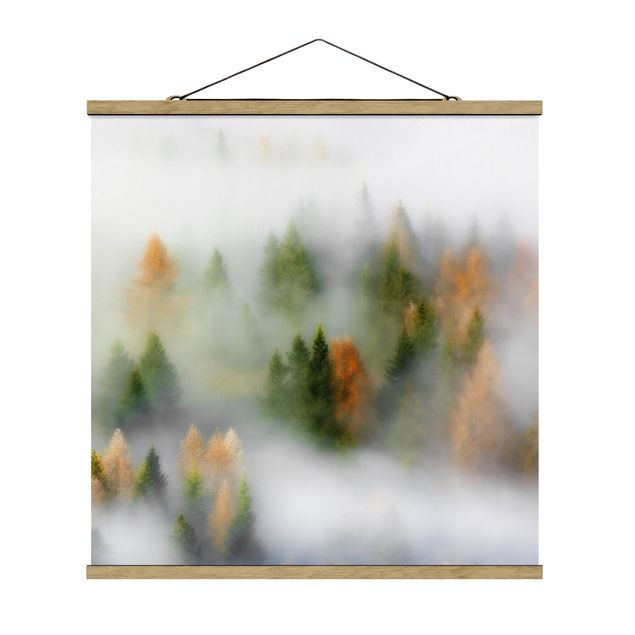 Quadro su tessuto con stecche per poster - Cloud Forest In Autunno - Quadrato 1:1