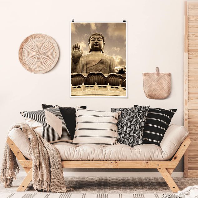 Poster - Big Buddha Seppia - Verticale 4:3