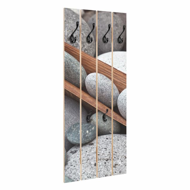 Appendiabiti in legno - Ancora Vita Con Grey Stones - Ganci cromati - Verticale