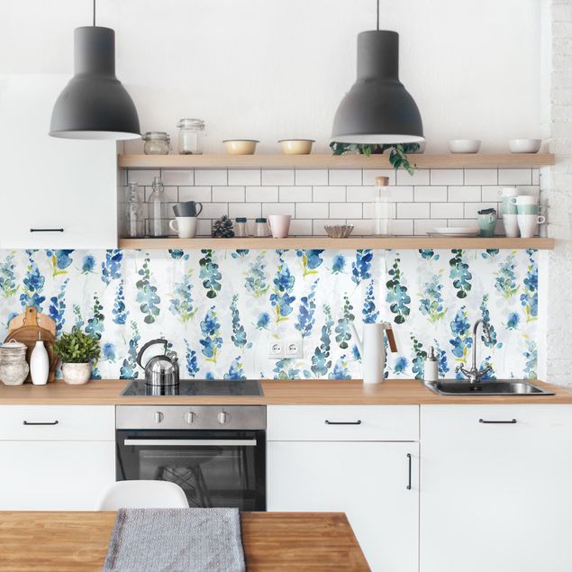 rivestimento adesivo cucina Magnifici fiori in blu