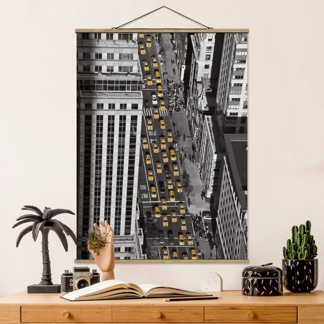 Foto su tessuto da parete con bastone - Taxi Traffico A Manhattan - Verticale 4:3
