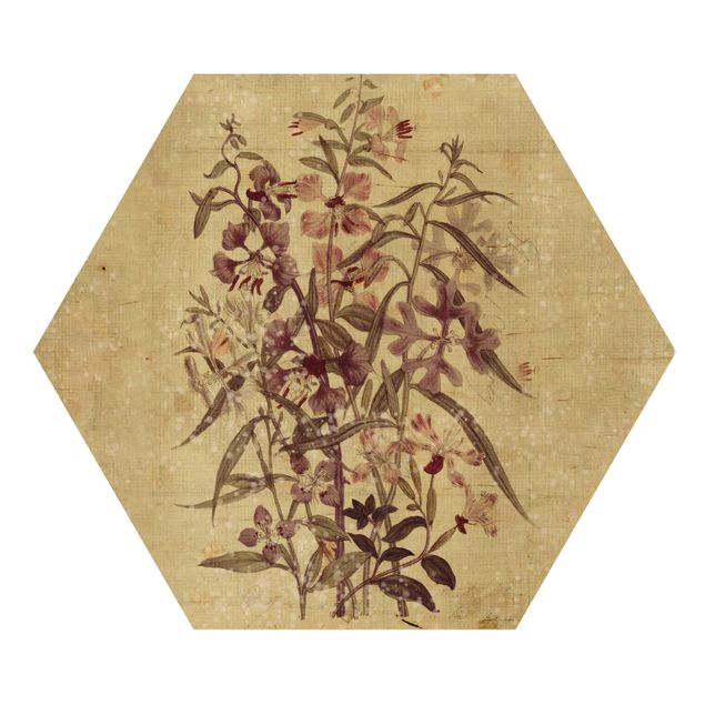 Esagono in legno - Vintage Floral Leinenoptik