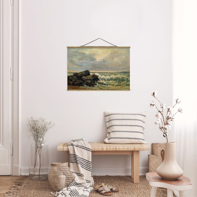 Foto su tessuto da parete con bastone - Gustave Courbet - The Wave - Orizzontale 2:3