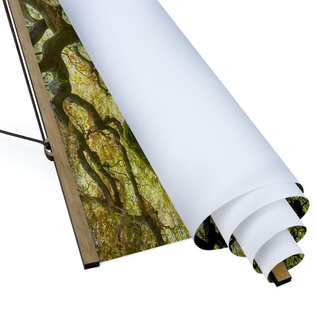Quadro su tessuto con stecche per poster - Verde Giardino Giapponese - Quadrato 1:1
