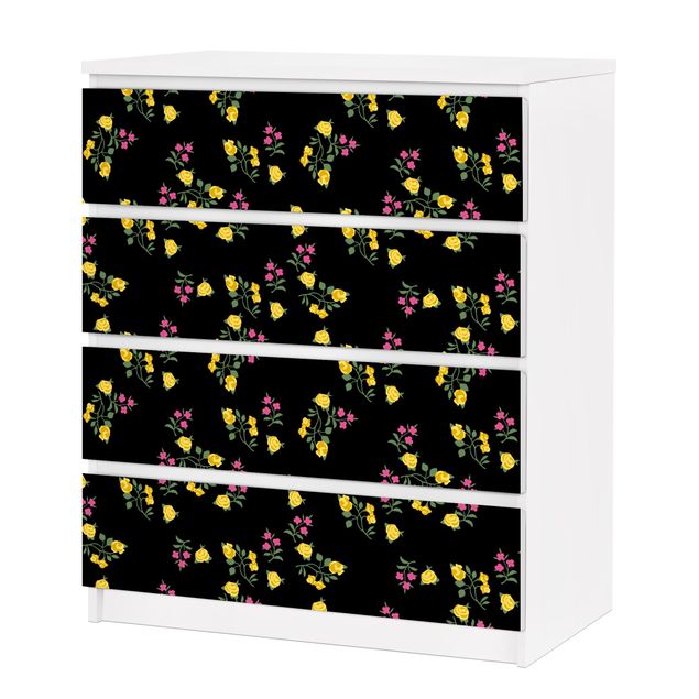 Carta adesiva per mobili IKEA - Malm Cassettiera 4xCassetti - Mille Fleurs Pattern