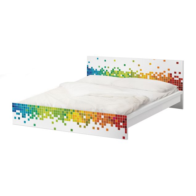 Carta adesiva per mobili IKEA - Malm Letto basso 160x200cm Pixel Rainbow