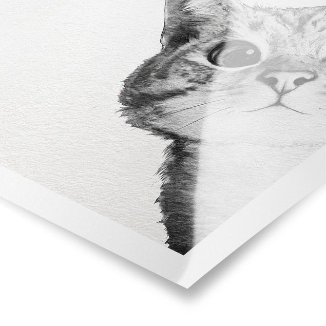 Poster - Illustrazione Cat Disegno Nero Bianco - Verticale 4:3