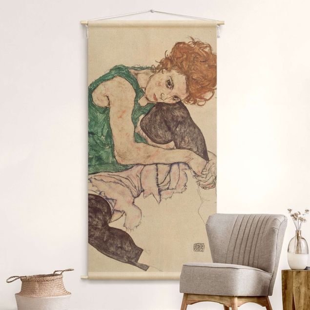Arazzi da parete arte Egon Schiele - Donna seduta con ginocchio piegato