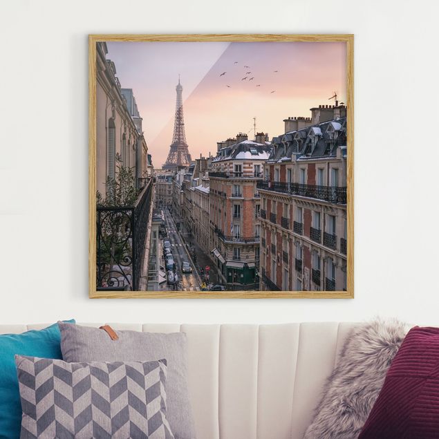 Poster con cornice - Torre Eiffel al tramonto