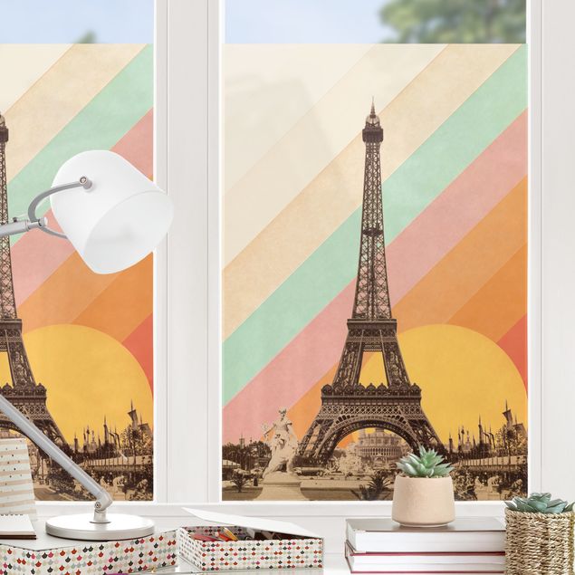 Pellicola per vetri arcobaleno Torre Eiffel nel tramonto arcobaleno