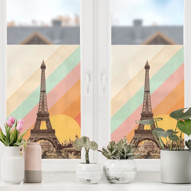Pellicola per vetri colorata Torre Eiffel nel tramonto arcobaleno