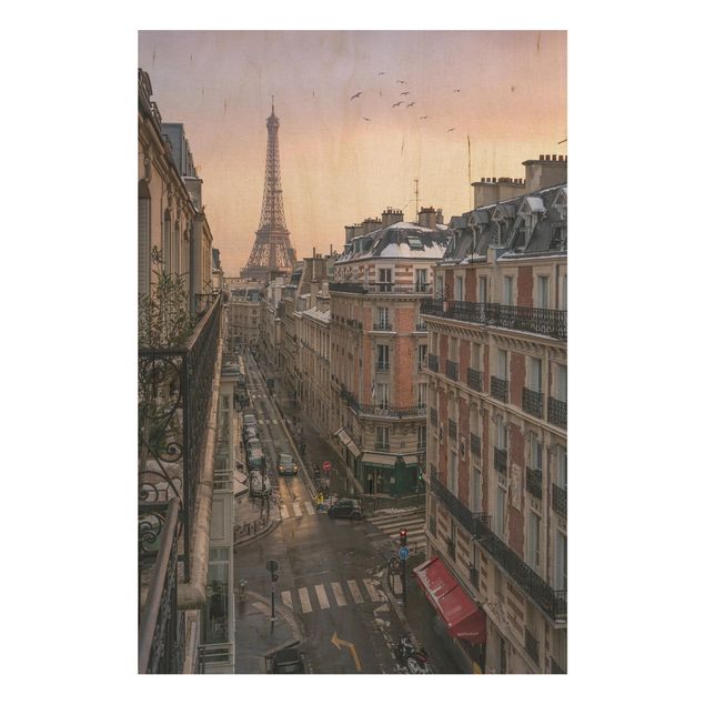 Stampa su legno - La torre Eiffel al tramonto