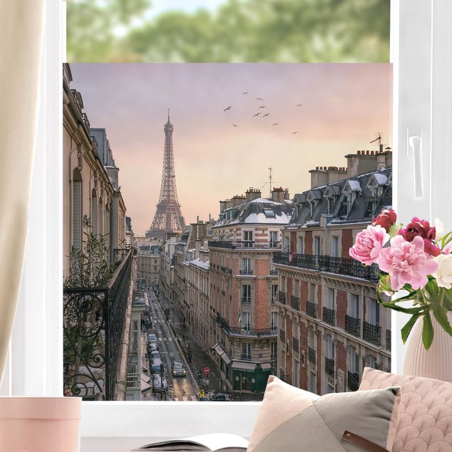 pellicola adesiva colorata per vetri La torre Eiffel al tramonto