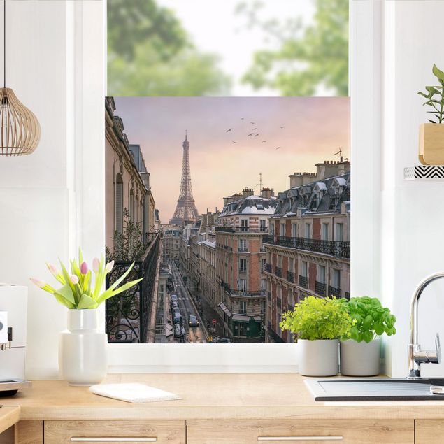 Decorazione per finestre - La torre Eiffel al tramonto
