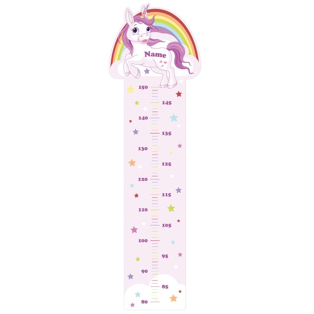 Metro adesivo da parete per bambini - Unicorno arcobaleno con nome personalizzato