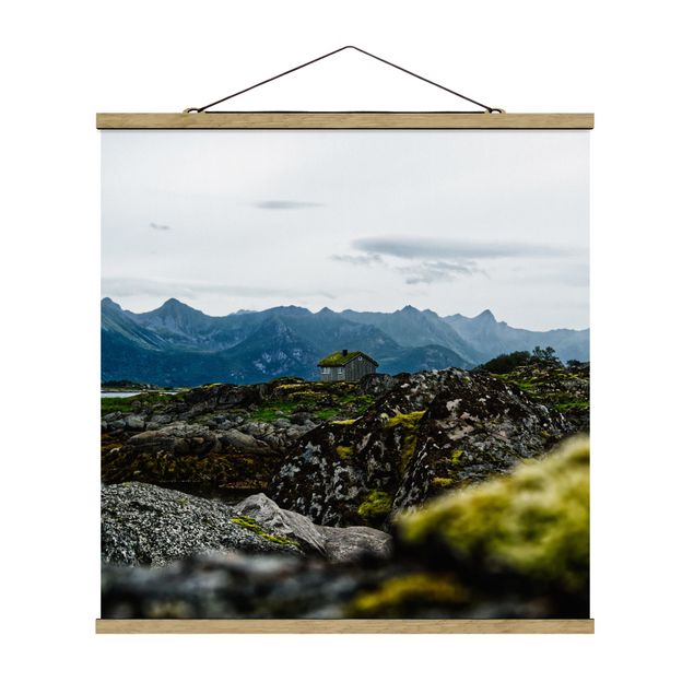 Foto su tessuto da parete con bastone - Baita desolata in Norvegia - Quadrato 1:1