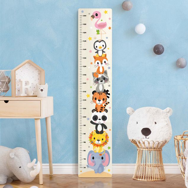Metro da parete per bambini di legno - Elefante Leone Panda Tigre e Co.