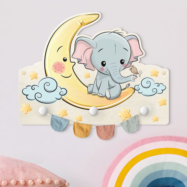 Wandgarderobe mit Tieren Kinderzimmer Elefante Luna