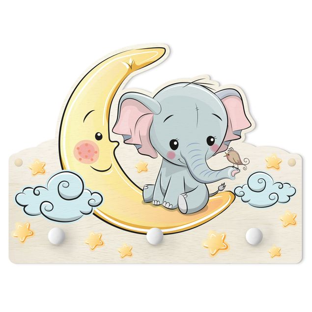 Appendiabiti per bambini - Elefante e luna